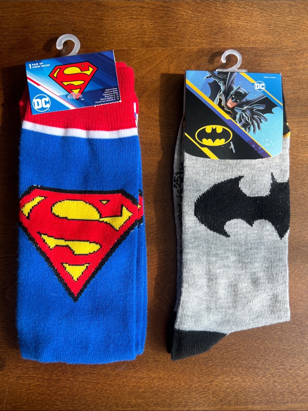 DC Men's Crew Socks -  Superman & Batman